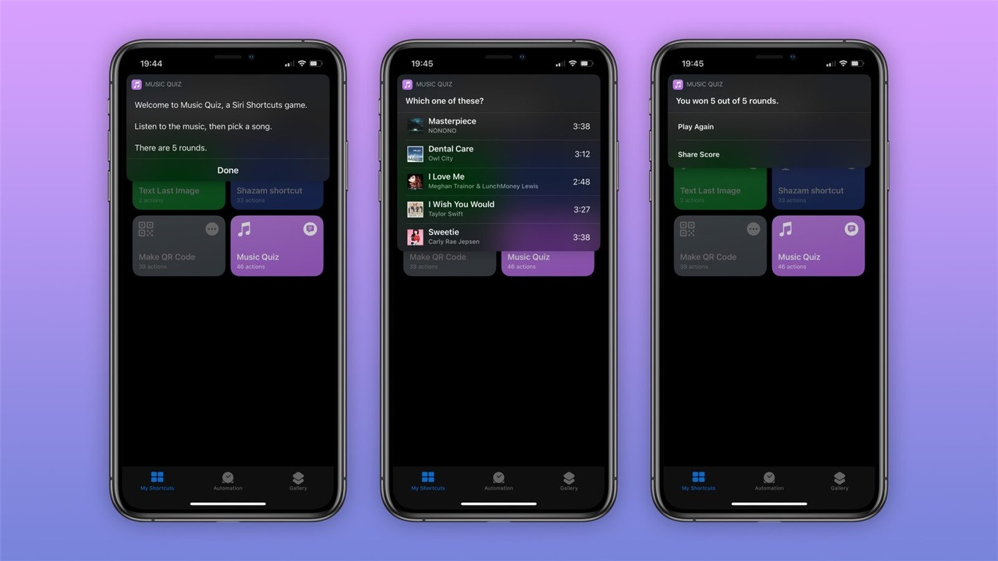 iOS 14 快捷指令将添加“音乐竞猜”新功能