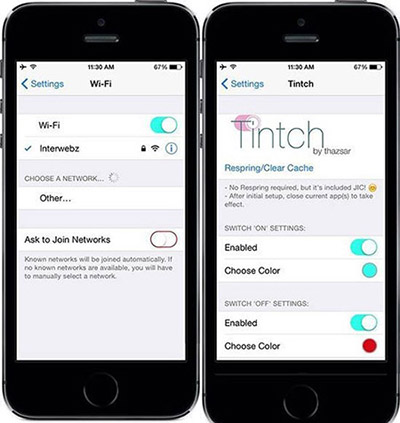 iOS9越狱插件Tintch ：让iOS开关选项变色