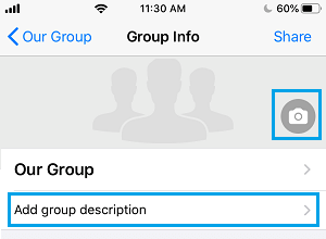 上传 WhatsApp 群组照片并添加群组描述