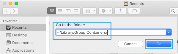 在 Mac 上转到 ~/Library/Group Containers/ 文件夹