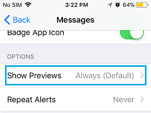 在 iPhone 上显示消息预览选项