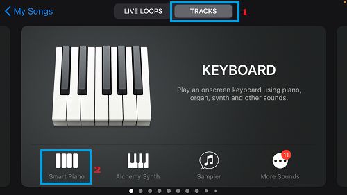 在 GarageBand 应用程序中选择乐器