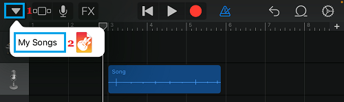 转到 GarageBand 中的“我的歌曲”