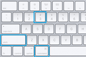 命令。 Mac 上的 Shift 和 3 键