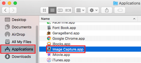 在 Mac 上打开 Image Capture Utility