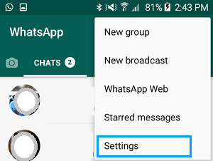 打开 WhatsApp 设置