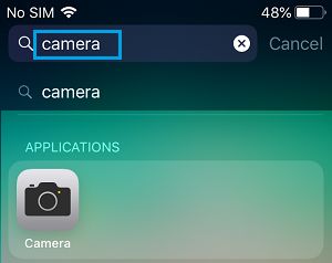 在 iPhone 上搜索相机应用程序