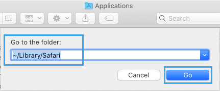 在 Mac 上转到 Safari 库文件夹