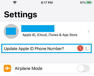 更新 Apple ID 电话号码通知