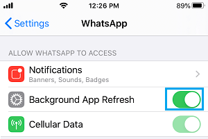 iPhone 上 WhatsApp 的后台应用程序刷新