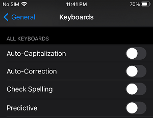 在 iPhone 上禁用自动更正和其他键盘功能