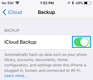 在 iPhone 上启用 iCloud 备份