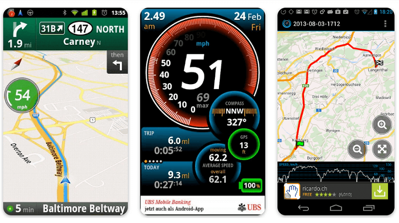 适用于 Android 的 Ulysse Speedometer GPS 应用程序