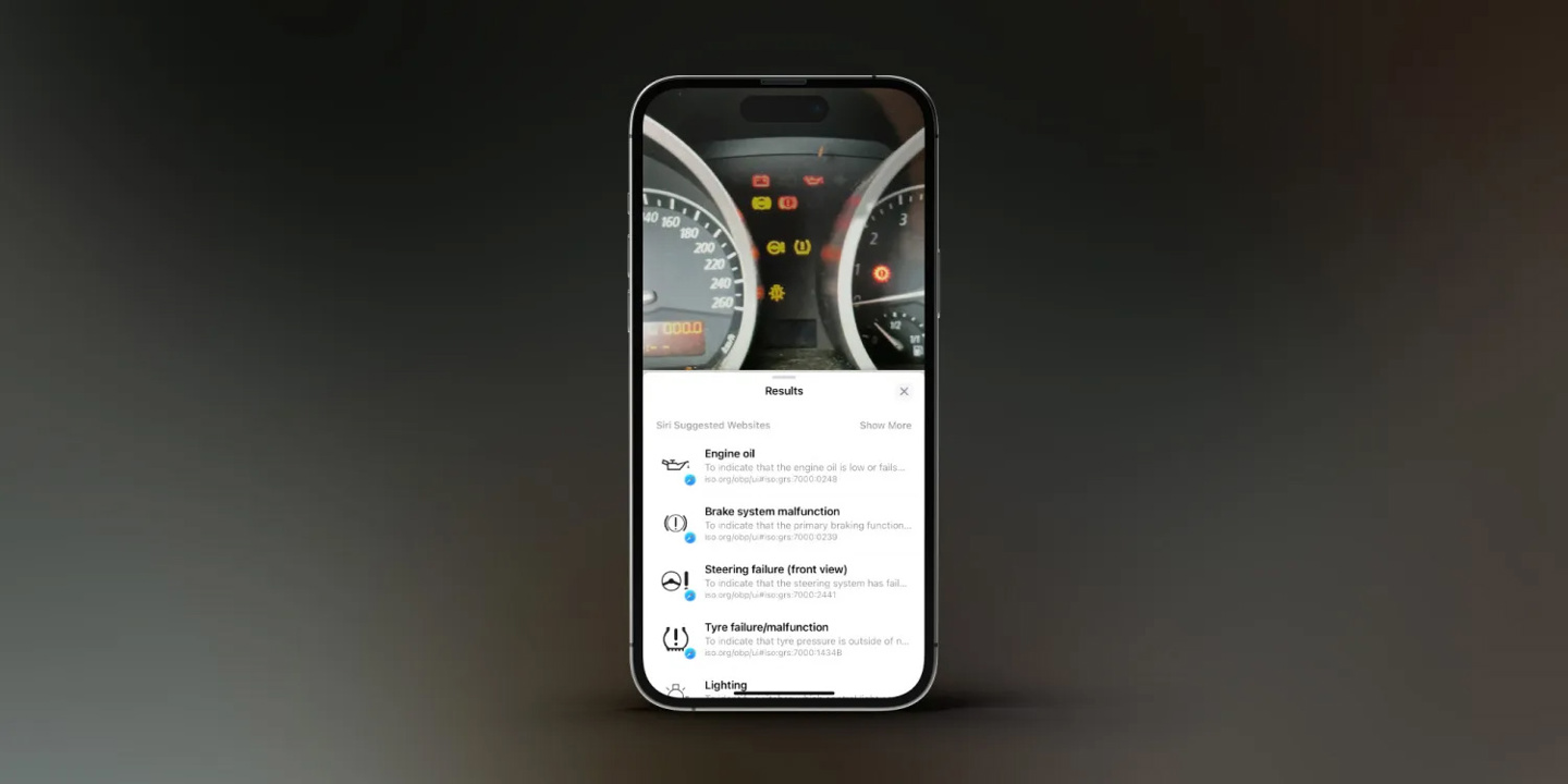 苹果 iOS 17 升级“看图查询”功能：可识别车辆仪表盘上的标志