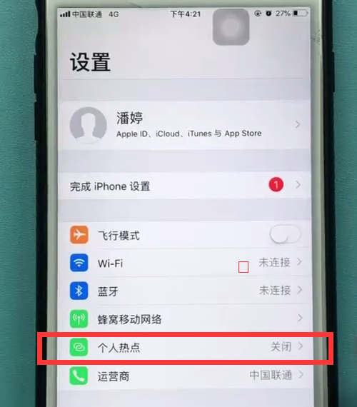 苹果手机打开个人热点的简单方法截图