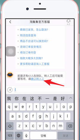 淘集集APP联系客服的操作过程截图